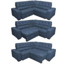 Ver imagem 7 de Sofá de Canto Retrátil e Reclinável com Molas Cama Inbox Austin 2,60M x 2,60M Suede Velusoft