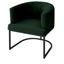 Ver imagem 1 de Poltrona Decorativa Arredondada Emi Base de Ferro Preto Fosco em Veludo Verde Estofama