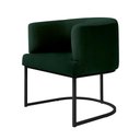 Ver imagem 2 de Poltrona Decorativa Arredondada Emi Base de Ferro Preto Fosco em Veludo Verde Estofama