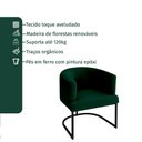 Ver imagem 6 de Poltrona Decorativa Arredondada Emi Base de Ferro Preto Fosco em Veludo Verde Estofama