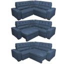 Ver imagem 7 de Sofá de Canto Retrátil e Reclinável com Molas Cama Inbox Austin 2,70M x 2,70M Suede Velusoft