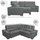 Ver imagem 2 de Sofá de Canto Retrátil e Reclinável com Molas Cama Inbox Austin 2,60M x 2,60M Suede Velusoft