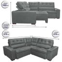 Ver imagem 2 de Sofá de Canto Retrátil e Reclinável com Molas Cama Inbox Austin 2,70M x 2,70M Suede Velusoft
