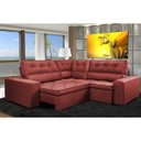 Ver imagem 1 de Sofá de Canto Retrátil e Reclinável com Molas Cama Inbox Austin 2,70M x 2,70M Suede Velusoft