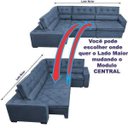 Ver imagem 5 de Sofá de Canto Retrátil e Reclinável com Molas Cama Inbox Austin 3,45x2,44 ou 2,44x3,45 Suede