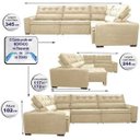 Ver imagem 2 de Sofá de Canto Retrátil e Reclinável com Molas Cama Inbox Austin 3,45x2,44 ou 2,44x3,45 Suede