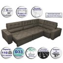 Ver imagem 3 de Sofá de Canto Retrátil e Reclinável com Molas Cama Inbox Austin 3,45x2,44 ou 2,44x3,45 Suede