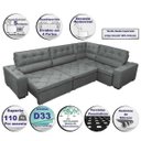 Ver imagem 3 de Sofá de Canto Retrátil e Reclinável com Molas Cama Inbox Austin 3,45x2,44 ou 2,44x3,45 Suede