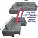 Ver imagem 5 de Sofá de Canto Retrátil e Reclinável com Molas Cama Inbox Austin 3,45x2,44 ou 2,44x3,45 Suede