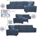 Ver imagem 2 de Sofá de Canto Retrátil e Reclinável com Molas Cama Inbox Austin 3,65x2,54 ou 2,54x3,65 Suede