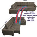 Ver imagem 5 de Sofá de Canto Retrátil e Reclinável com Molas Cama Inbox Austin 3,65x2,54 ou 2,54x3,65 Suede