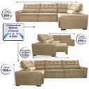 Ver imagem 2 de Sofá de Canto Retrátil e Reclinável com Molas Cama Inbox Austin 3,65M x 2,54M ou 2,54M x 3,65M Suede