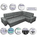 Ver imagem 3 de Sofá de Canto Retrátil e Reclinável com Molas Cama Inbox Austin 3,65x2,54 ou 2,54x3,65 Suede