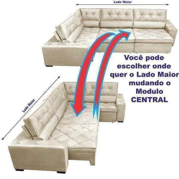 Sofá de Canto Retrátil e Reclinável com Molas Cama Inbox Austin 3,85x2,64 ou 2,64x3,85 Suede - 5