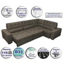 Ver imagem 3 de Sofá de Canto Retrátil e Reclinável com Molas Cama Inbox Austin 3,85x2,64 ou 2,64x3,85 Suede
