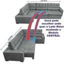 Ver imagem 5 de Sofá de Canto Retrátil e Reclinável com Molas Cama Inbox Austin 3,85x2,64 ou 2,64x3,85 Suede