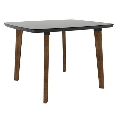 Mesa de Jantar Jade 4 Lugares Pés Oblongo Black com Vidro - Rv Móveis