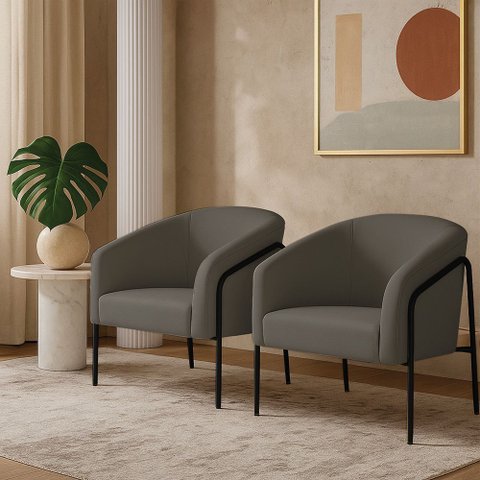 Poltrona Sala Industrial Alta Preto Kit 2 Stella Suede Grafite D03 - D’Rossi