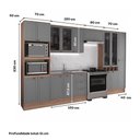 Ver imagem 7 de Cozinha Completa com Balcão Milla True 16 Portas 3 Gavetas 380cm Nogal com Cinza Titânio Móveis