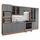 Ver imagem 2 de Cozinha Completa com Balcão Milla True 16 Portas 3 Gavetas 380cm Nogal com Cinza Titânio Móveis