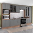 Ver imagem 1 de Cozinha Completa com Balcão Milla True 16 Portas 3 Gavetas 380cm Nogal com Cinza Titânio Móveis