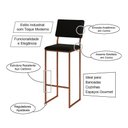 Ver imagem 3 de Banqueta com Encosto Industrial e Moderna Nina Cobre e Corino Preto