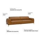 Ver imagem 3 de Sofá Molino 3 Lugares 210cm Pés Ouro Fosco Corano Caramelo - Nexta Casa