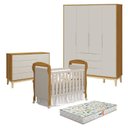Ver imagem 1 de Quarto de Bebê 4 Portas com Cômoda com Porta Elfe Classic e Berço Americano Danny Areia Savana