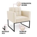 Ver imagem 5 de Kit 1 Sofá Namoradeira e 2 Poltronas Elisa Corino Bege Base Metálica Industrial Preto - D'Rossi