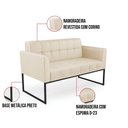 Ver imagem 6 de Kit 1 Sofá Namoradeira e 2 Poltronas Elisa Corino Bege Base Metálica Industrial Preto - D'Rossi