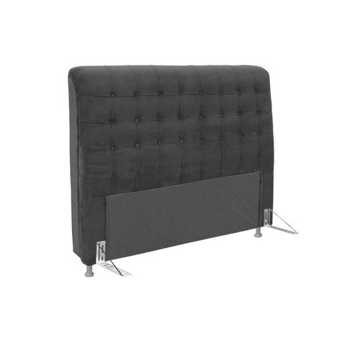 Cabeceira Cama Box Estofada Queen Queen Dama Suede Cinza - Simbal