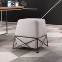 Ver imagem 2 de Puff Decorativo Cast Linho Bege Base Metal Grafite