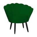 Ver imagem 2 de Jogo Poltrona Estofada Com 1 Puff Pés Palito Clínica Pétala Suede Verde - LM DECOR