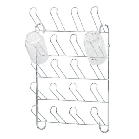 Porta Copos Suporte de Parede para 20 Lugares Cromado