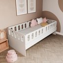 Ver imagem 1 de Cama Solteiro Mdf Branco com 04 Grades e Cabeceira Anatômica Mobilistore