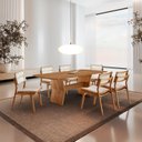 Ver imagem 1 de Conjunto de Mesa de Jantar Raiz Tampo 180cm Barril Laminado e 6 Cadeiras Eloá Premium Marrom/Off White/Imbuia/Cinamomo