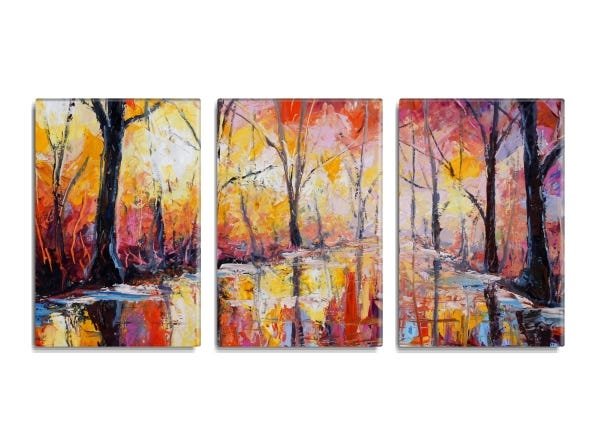 Trio de quadros decorativos Nuit au parc Grande 130x60cm - 1