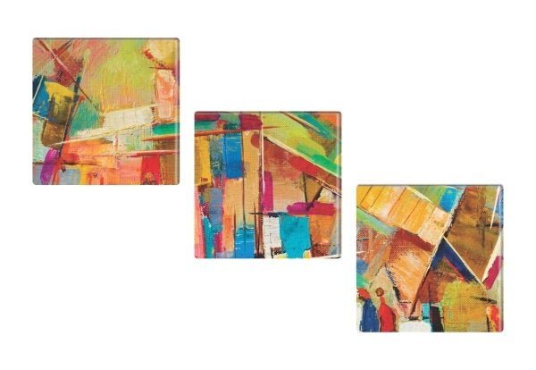 Trio de quadros decorativos Petit vertical Slim Colorful brushstrokes 130x40cm - 1