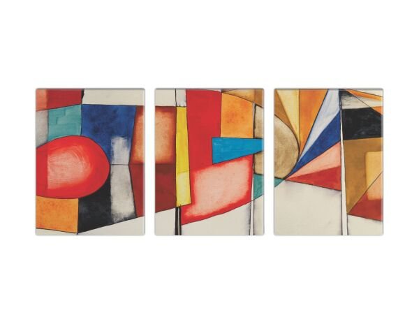 Trio de quadros decorativos Slim Abstract Watercolor Pequeno 95x40cm - 1