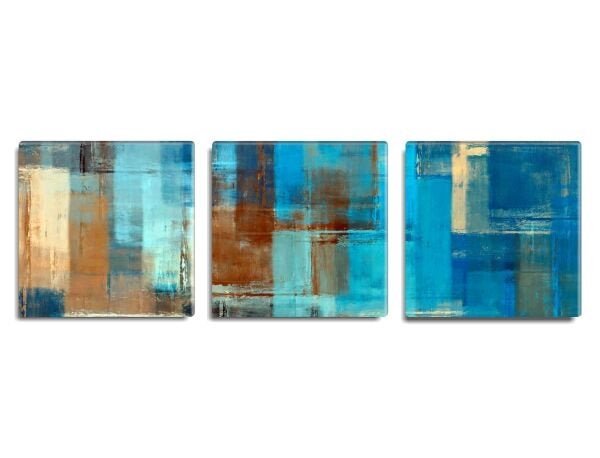 Trio de quadros decorativos Petit Slim Blue Abstract 130x40 - 1