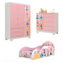 Ver imagem 1 de Conjunto Quarto Meninas Cama Roupeiro Comoda MDF Resistente