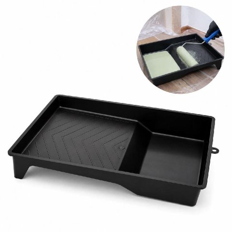 Bandeja Pintura 1000ml Reforçada Rolo Tinta Plástica Profissional Anti Desperdício Obra Preta