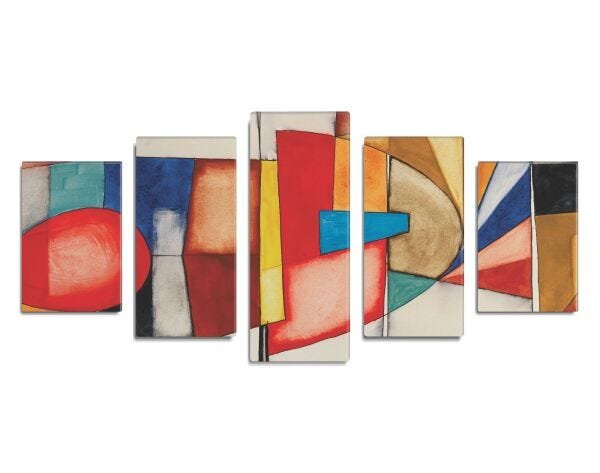 Conjunto de 5 quadros decorativos Slim Abstract Watercolor 135x60cm - 1