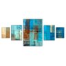 Conjunto quadros decorativos Classic Slim Blue Abstract 140x60cm - 1