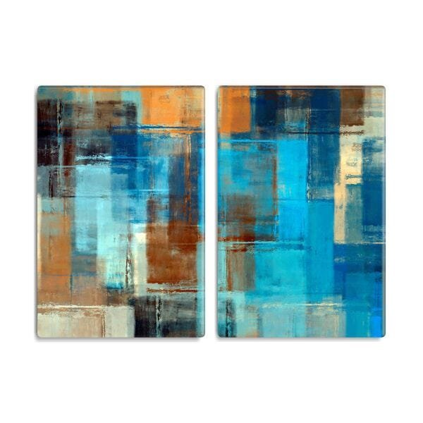 Conjunto 2 quadros decorativos Blue Abstract 85x60cm - 1