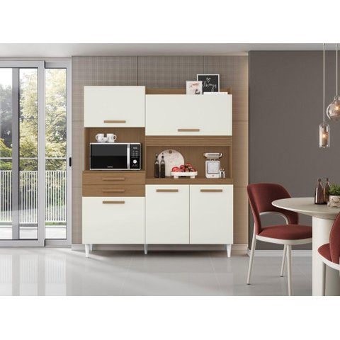 Armário Cozinha Compacta Isis 5 Portas 2 Gaveta Atacama Off White - Aramóveis