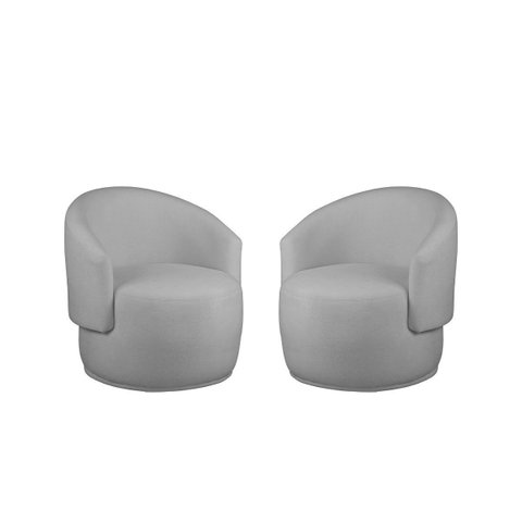 02 Poltrona Orgânica Beatriz Sala de Estar Minimalista Recepção Escritório Bouclé Prata