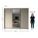 Ver imagem 5 de Guarda-Roupa Casal 3 Portas com Espelho com Pés 100% MDF Platinum Bege/Off White
