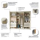 Ver imagem 6 de Guarda-Roupa Casal 3 Portas com Espelho com Pés 100% MDF Platinum Bege/Off White
