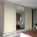 Ver imagem 7 de Guarda-Roupa Casal 3 Portas com Espelho com Pés 100% MDF Platinum Bege/Off White